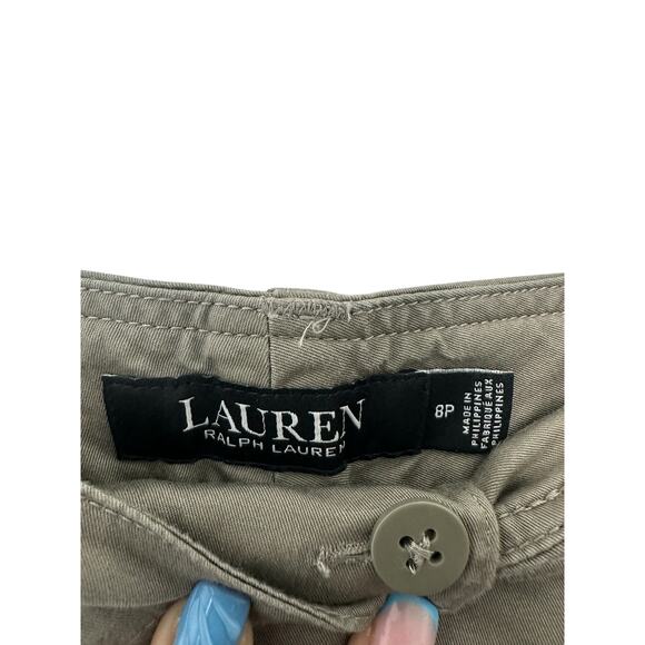 Lauren Ralph Lauren Black Label Beige Quiet‎ Luxury Cargo Pants Size 8 Petite - Picture 2 of 12
